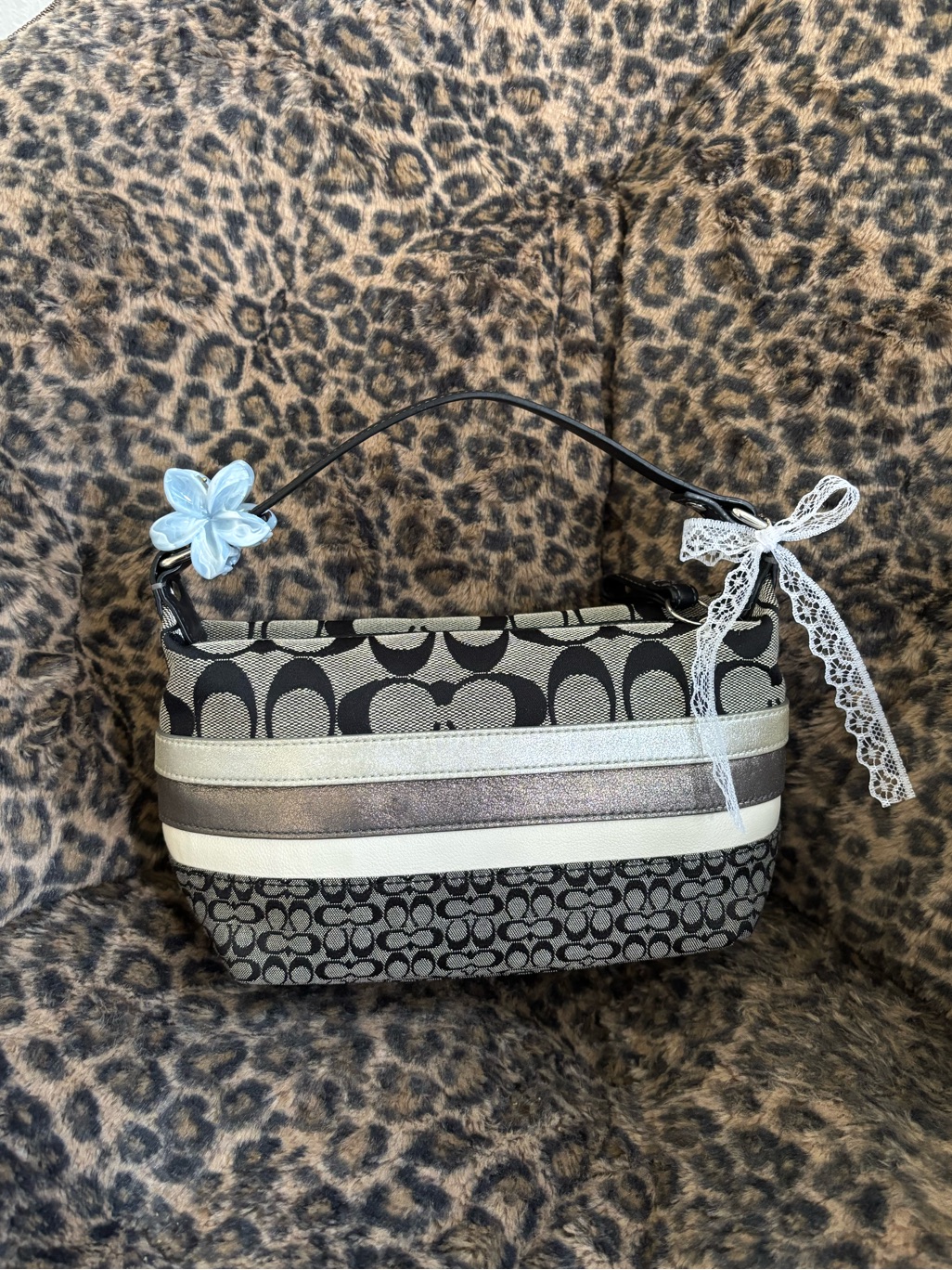 Vintage Coach Handbag Signature Stripe Demi Pouch